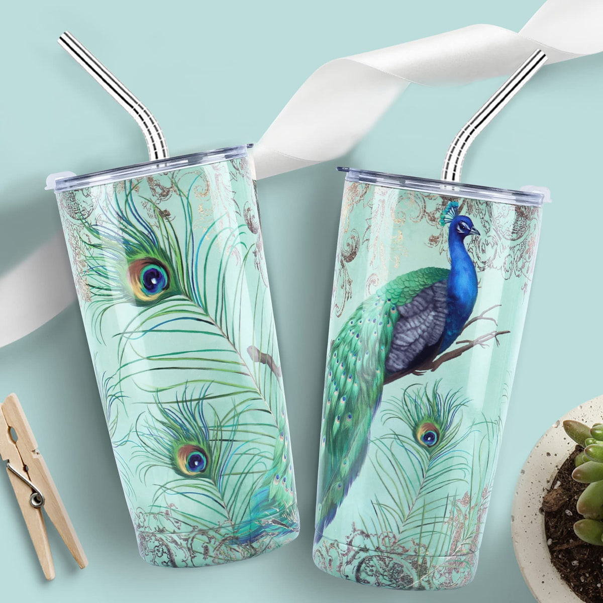 20 oz Insulated Stainless Steel Tumbler with Straw Lid K287