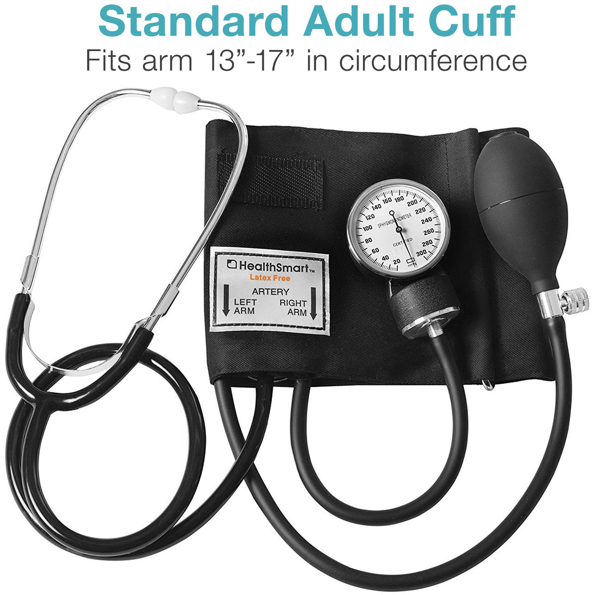 Manual Blood Pressure Monitor with 13-17 Inches Cuff and Attached Stethoscope K748239