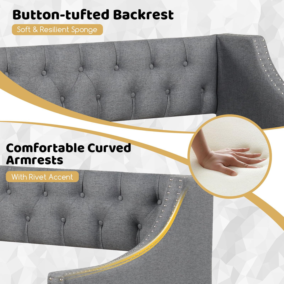 Grey Upholstered Twin Daybed with Trundle X932
