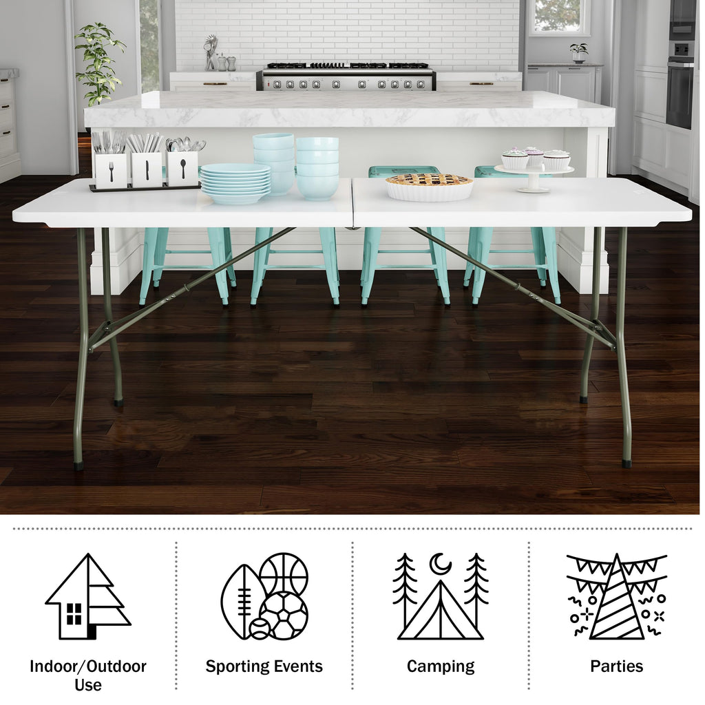 White 6ft Portable Folding Table M49079