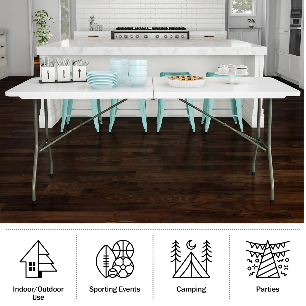 White 6ft Portable Folding Table M49079