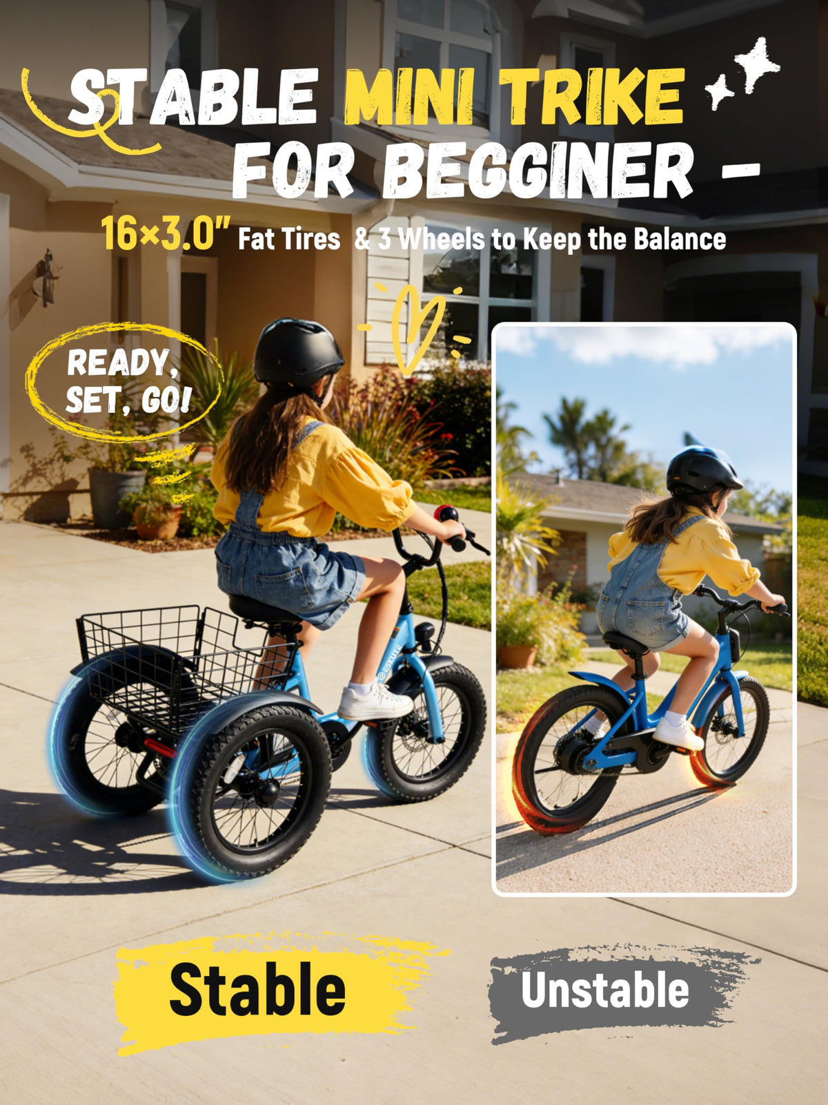 Blue Fat Tire Folding Electric Trike I221