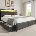Queen Size Upholstered Bed Frame with 4 Drawers and Storage Headboard Q744101