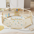 Foldable Wooden Baby Playpen with Locking Gate M38547