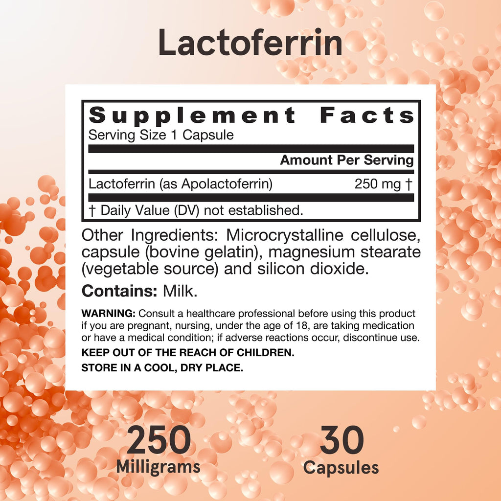 Lactoferrin Supplements 250 mg 30 Capsules D542240