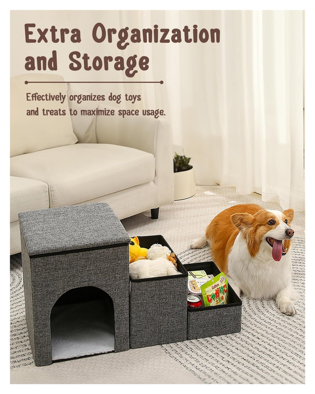 Folding Pet Stairs with Storage Box Q390