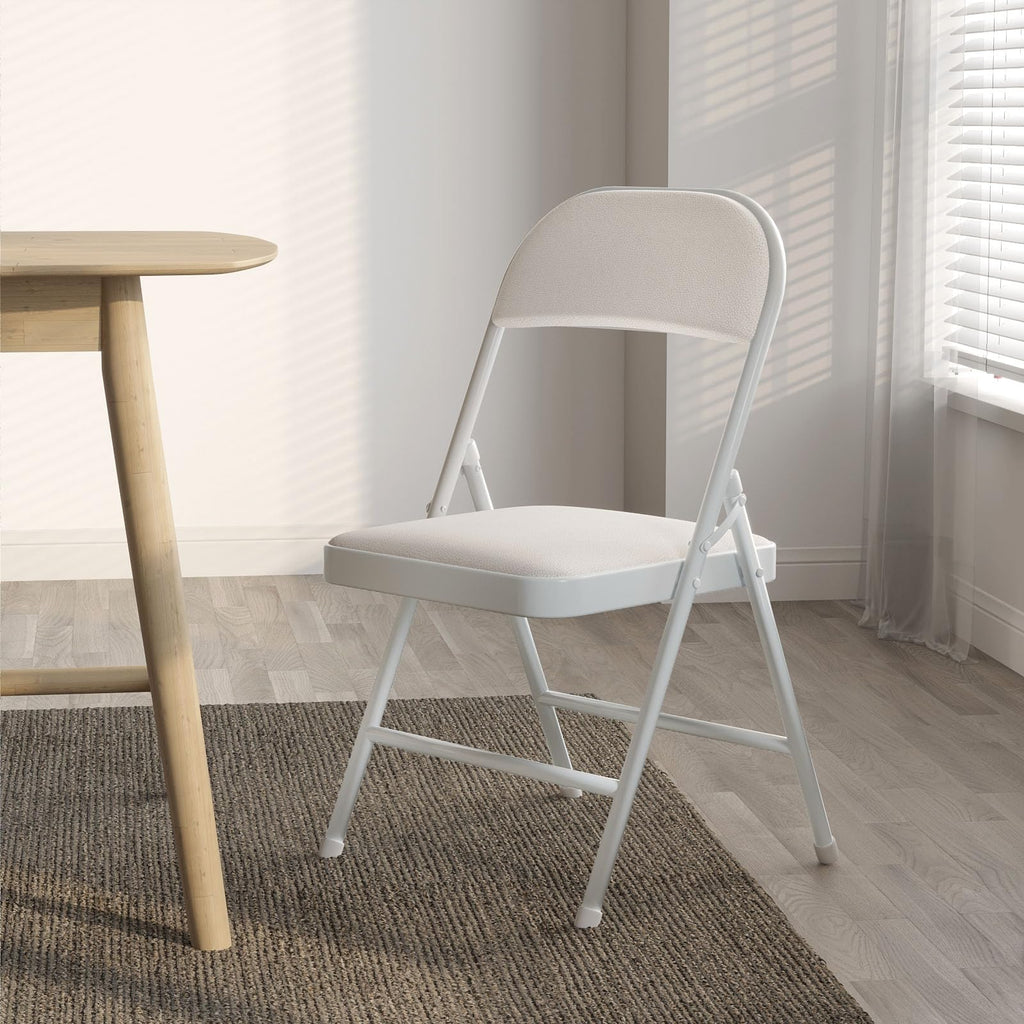 White Vinyl Padded Folding Chairs 4 Pack I326