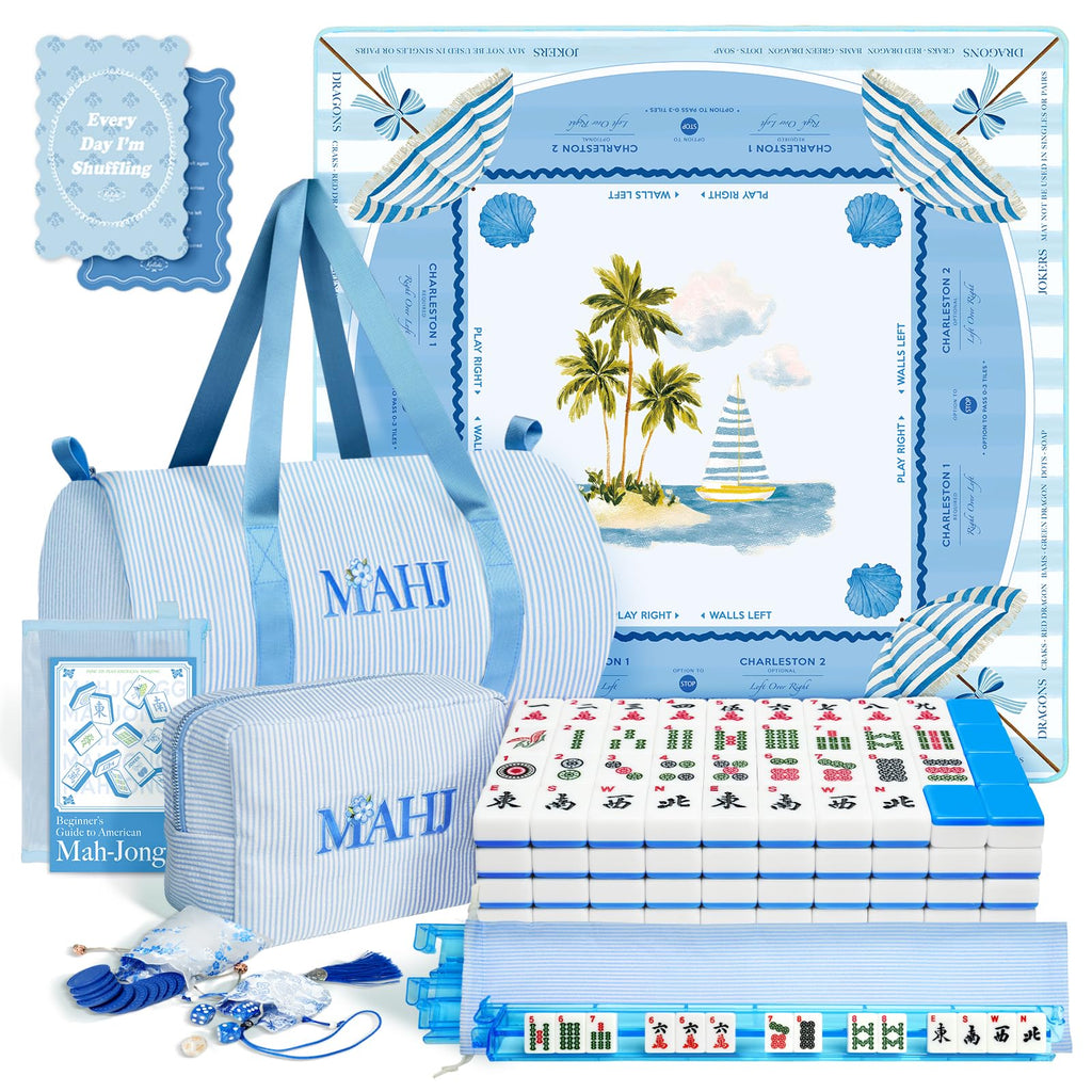 American Mahjong Set with 166 Tiles, Mat, 4 Racks, Dice, Chips, Bags & Instruction F646298