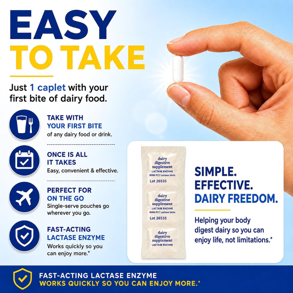 Maximum Strength Fast Acting Lactase Enzyme 9000 FCC Digestive Supplement, 180 Tablets C8493