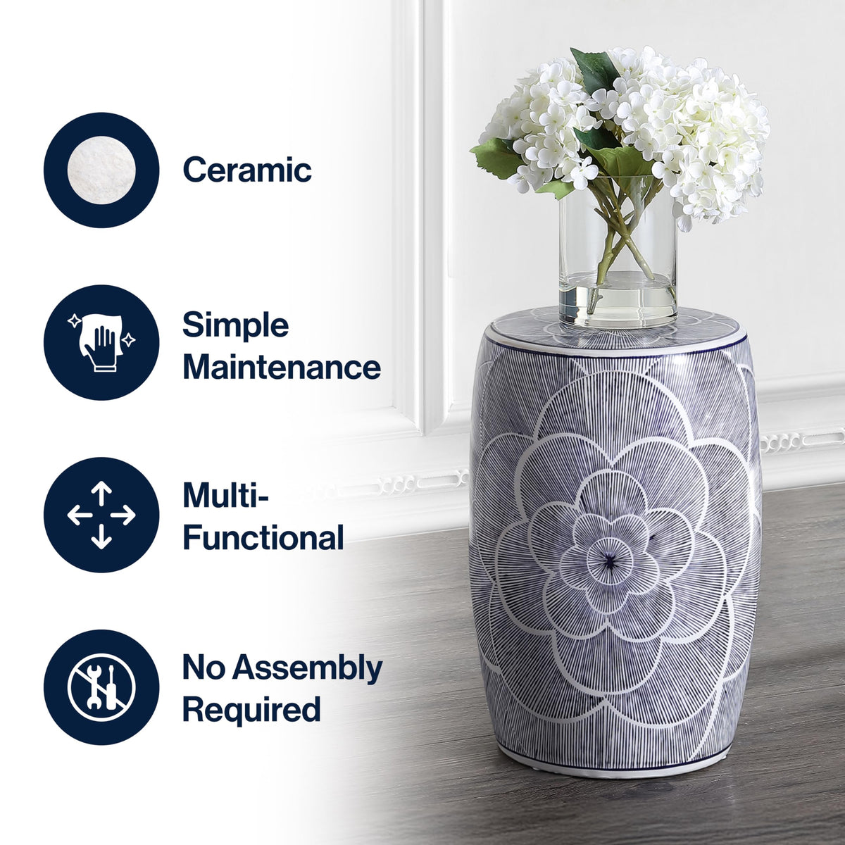Ceramic Drum Garden Stool Side Table G5688