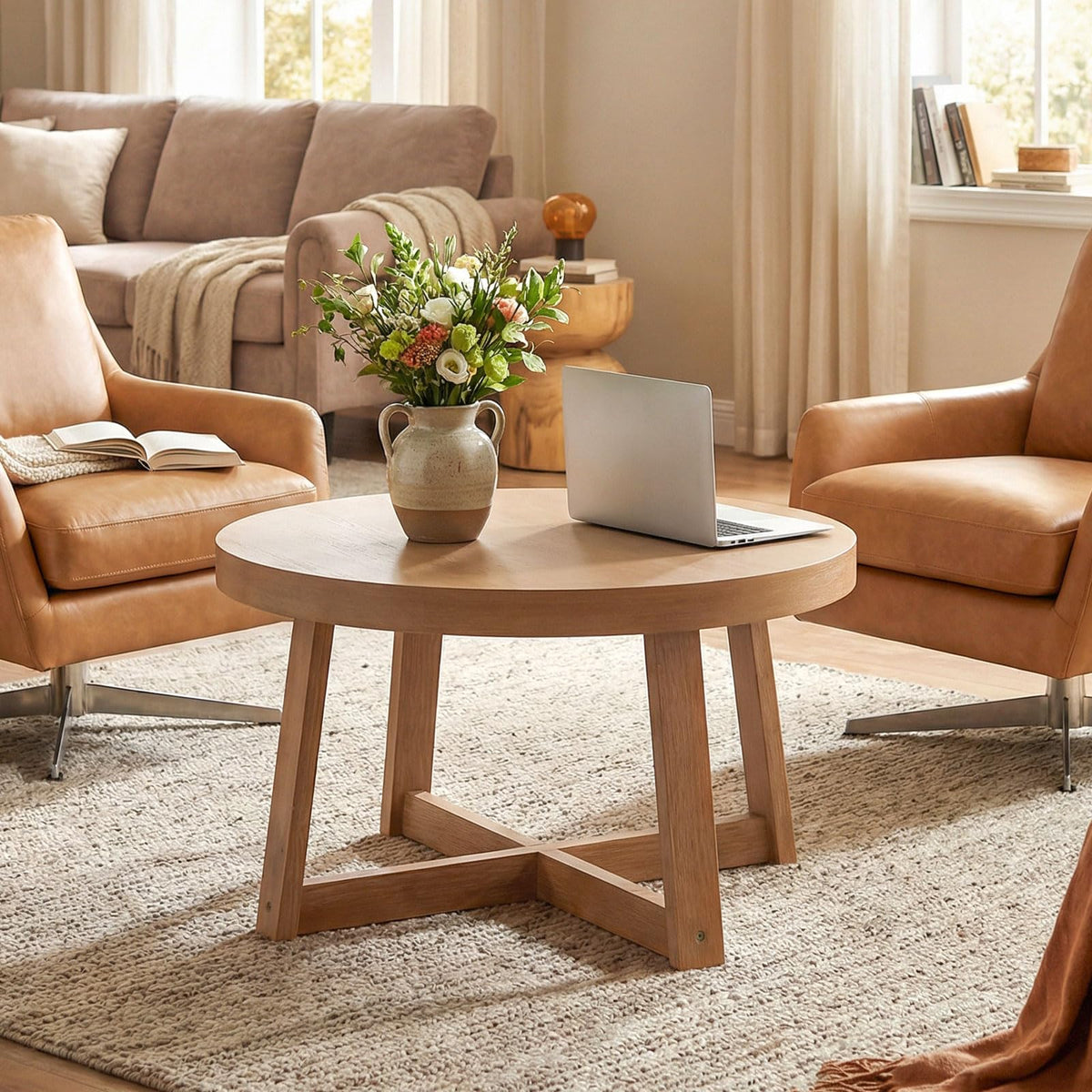 Round Wood Coffee Table A309534