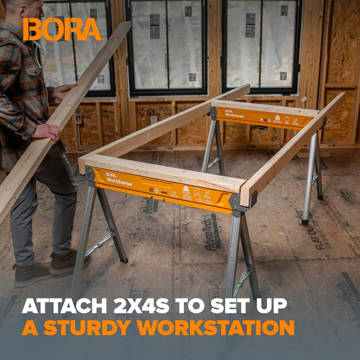 2 Pack Folding Heavy Duty Metal Sawhorse W963