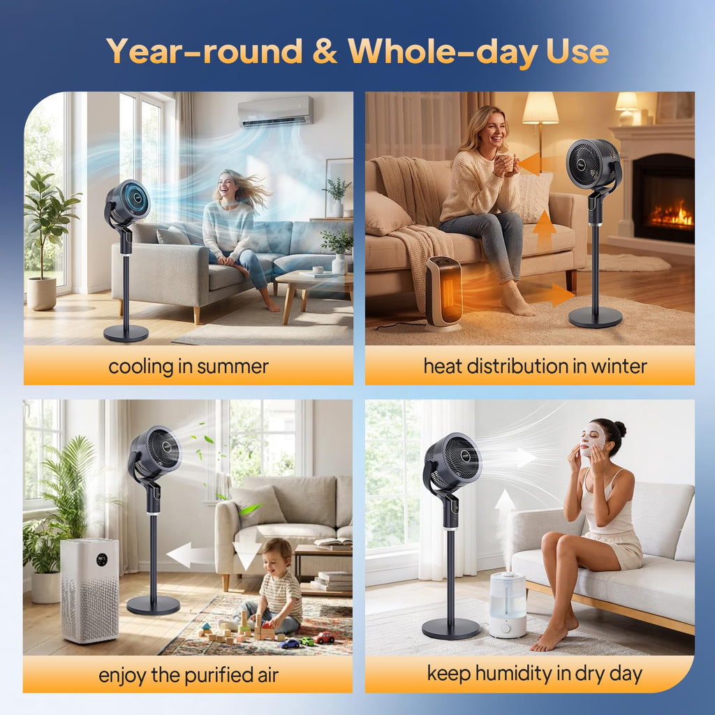 43 Inch Oscillating Pedestal Fan with Remote, Dark Grey B76147