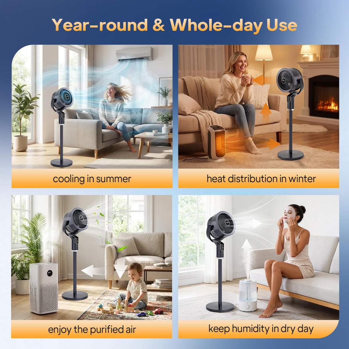 43 Inch Oscillating Pedestal Fan with Remote, Dark Grey B76147