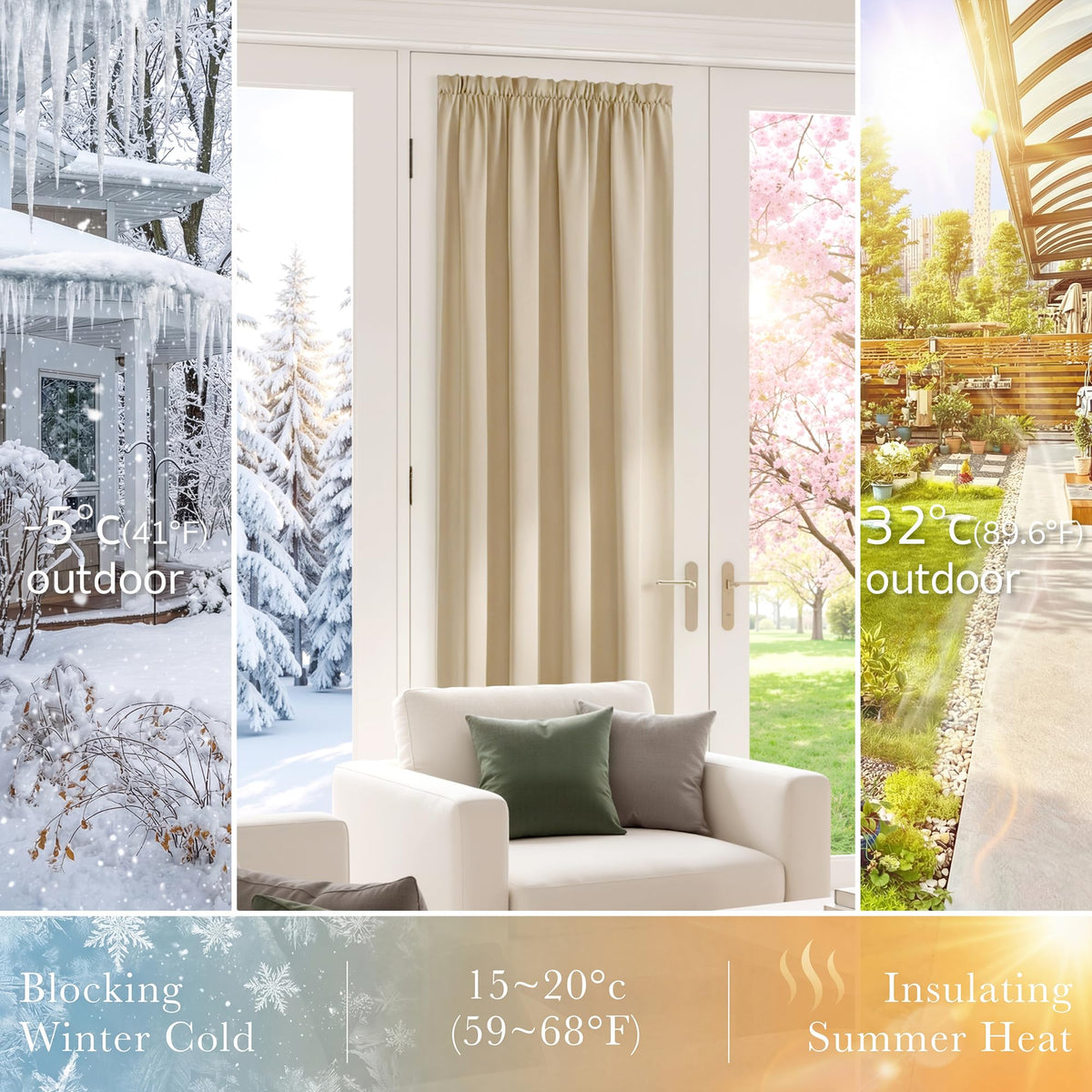 Sidelight Door Curtain 25" W x 72" L Biscotti Beige 1 Panel X274
