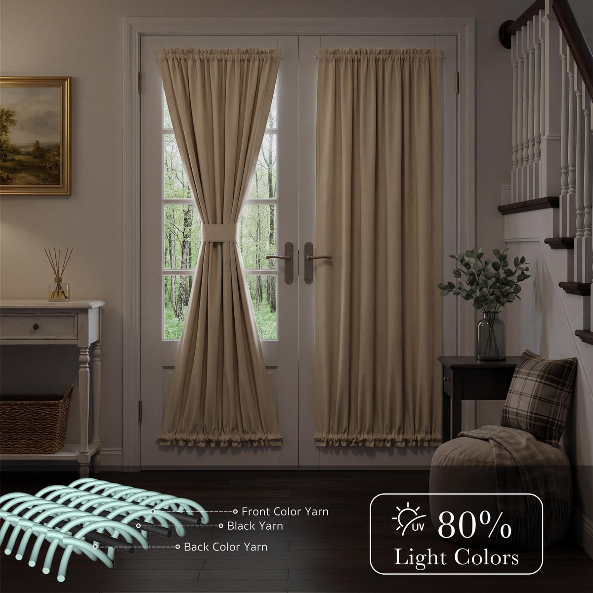 Sidelight Door Curtain 25" W x 72" L Biscotti Beige 1 Panel X274