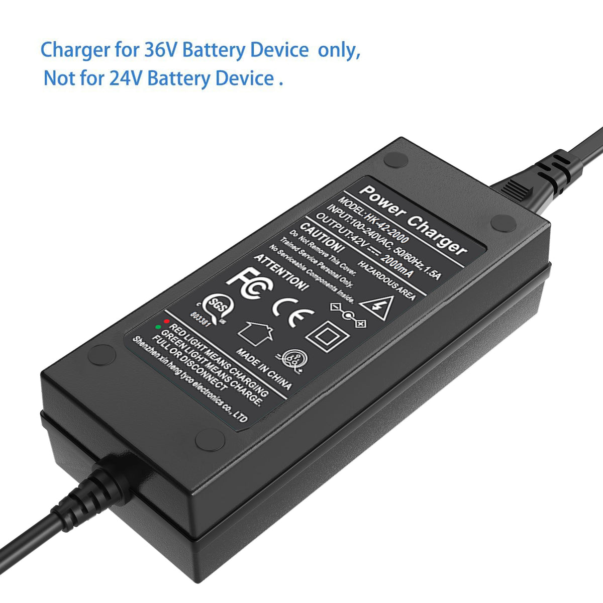 42V 2A Power Adapter 3-Prong Inline Connector Lithium Battery Charger V141383