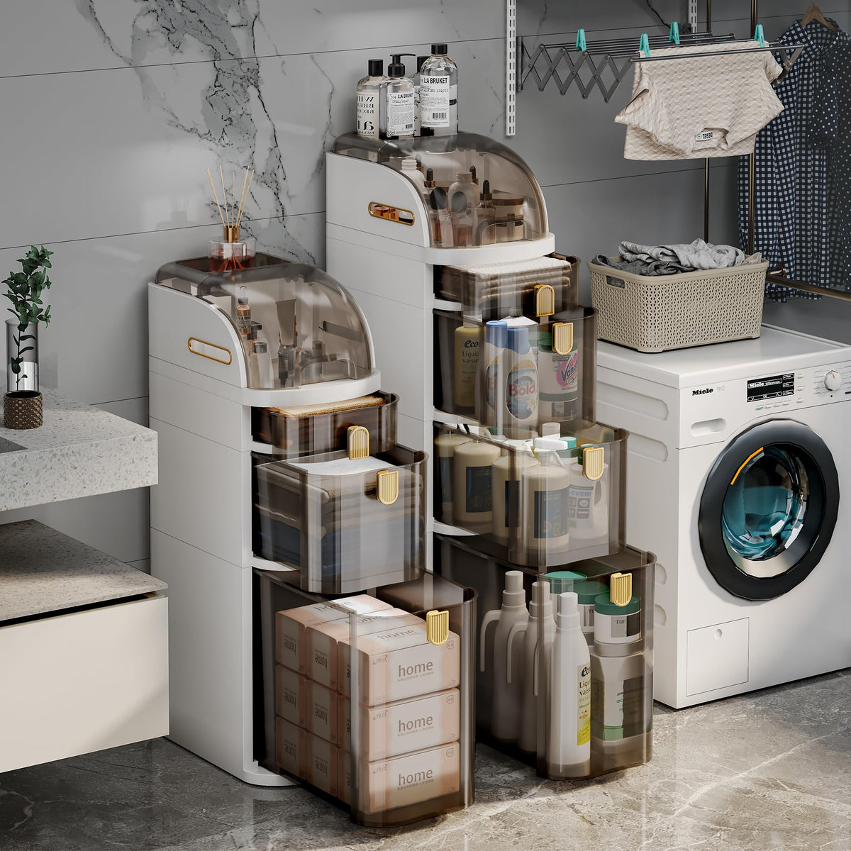 Slim Bathroom Storage Cabinet with Drawers V3340