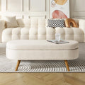 Beige Linen Upholstered Storage Ottoman Bench O582