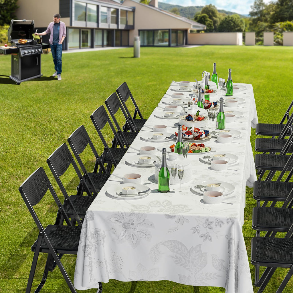 Black Plastic Folding Chairs with Mesh Seat, 10 Pack A1052