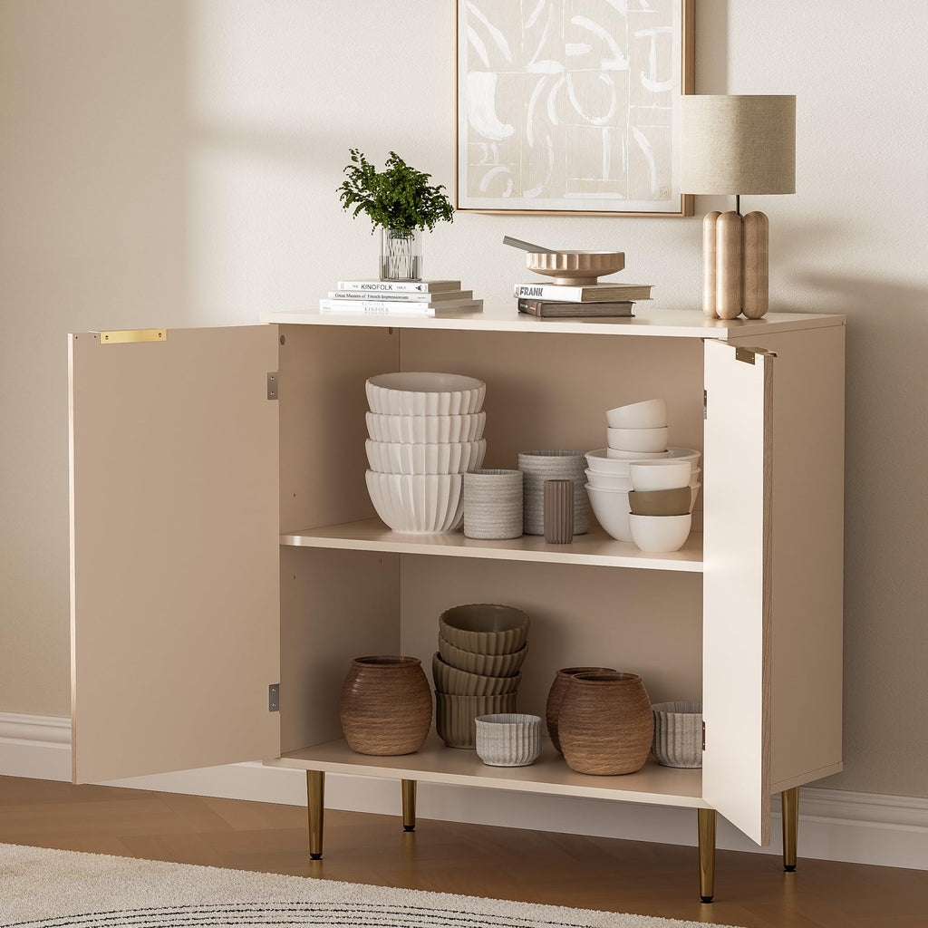 Oak Fluted Sideboard Storage Cabinet with 2 Doors E803643