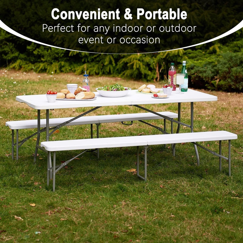 6FT White Portable Plastic Folding Table N7029