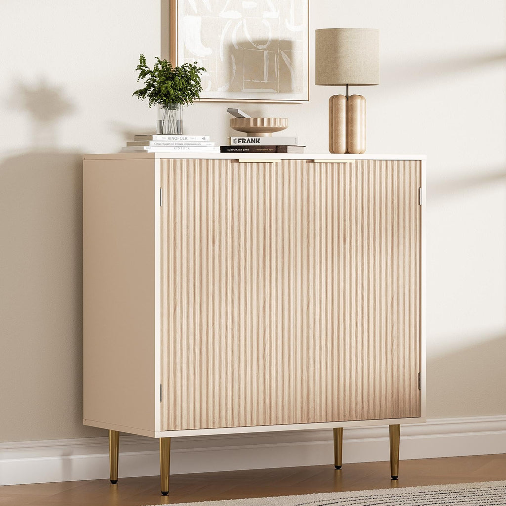 Oak Fluted Sideboard Storage Cabinet with 2 Doors E803643