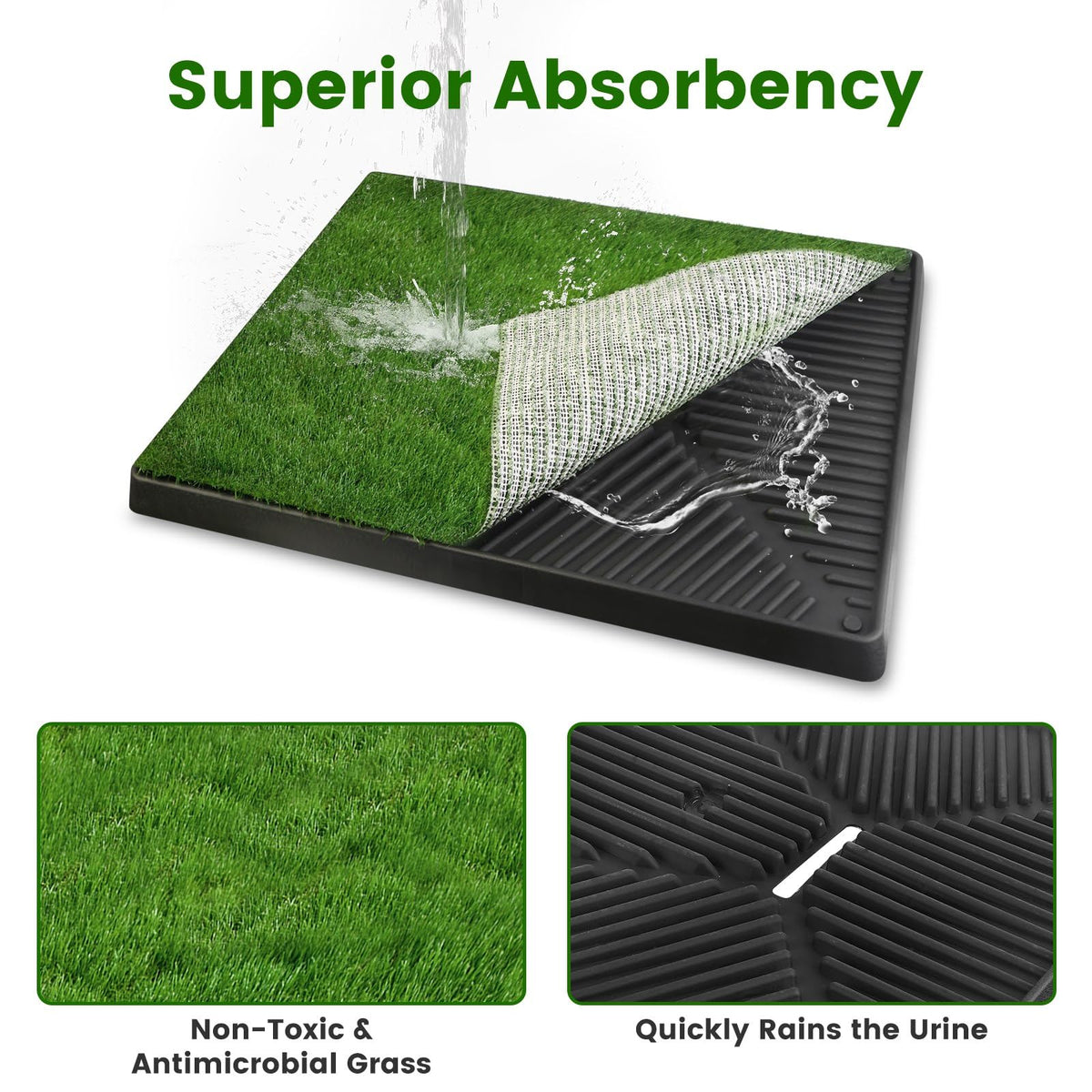 20 x 25 inches Washable Dog Grass Pee Pad with Tray H485