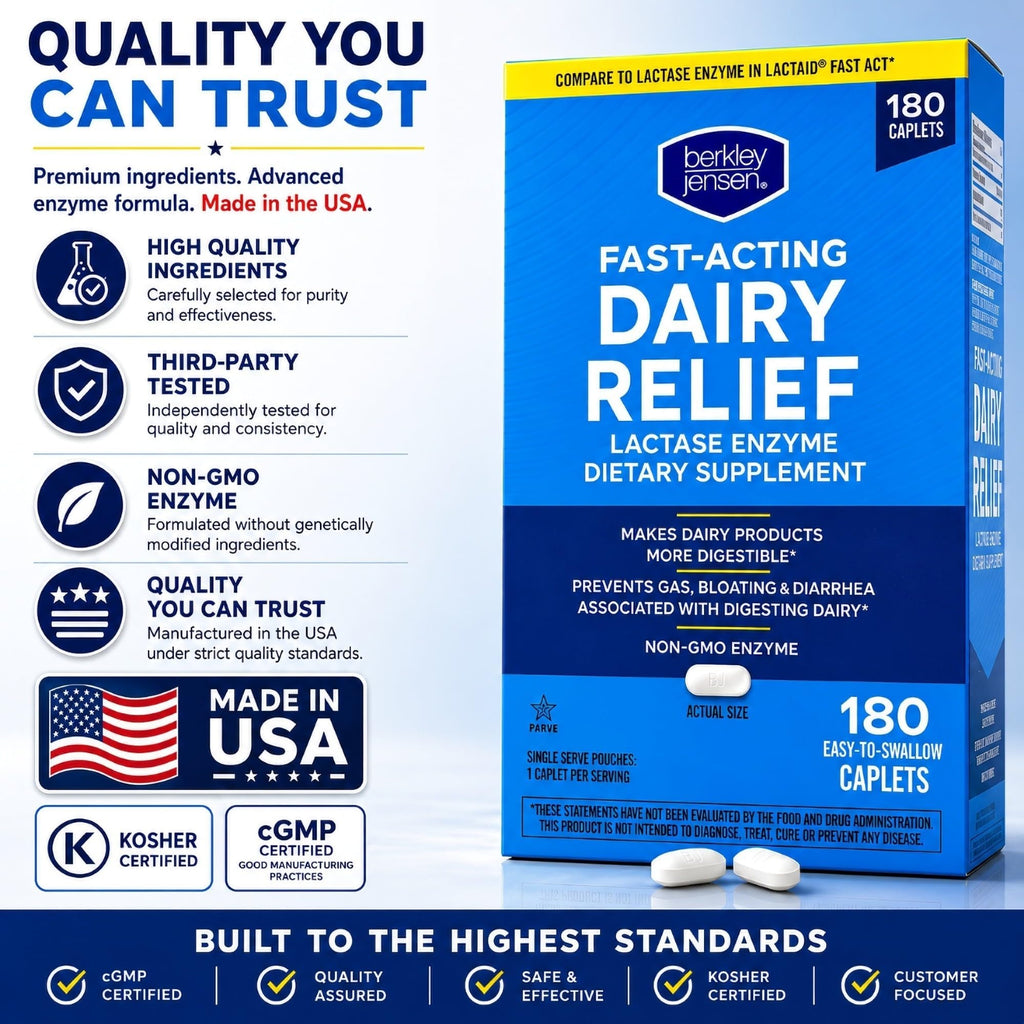 Maximum Strength Fast Acting Lactase Enzyme 9000 FCC Digestive Supplement, 180 Tablets C8493