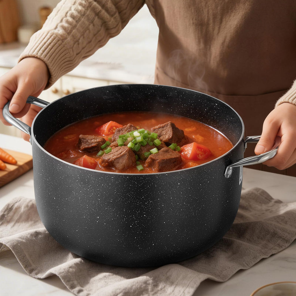 12-Quart Nonstick Ceramic Aluminum Stock Pot with Glass Lid F660088