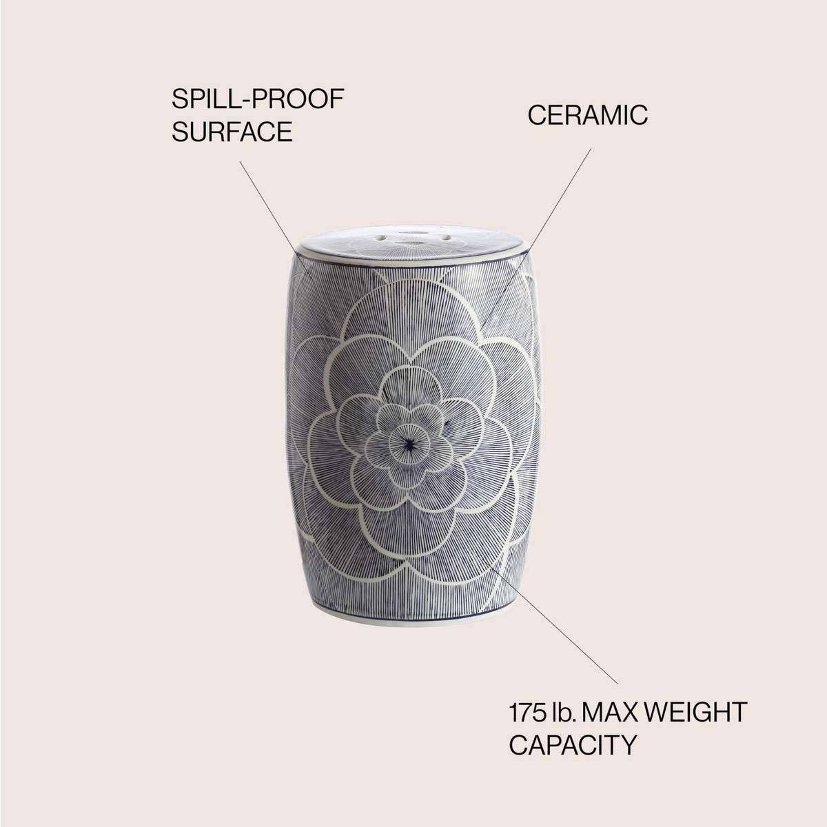 Ceramic Drum Garden Stool Side Table G5688