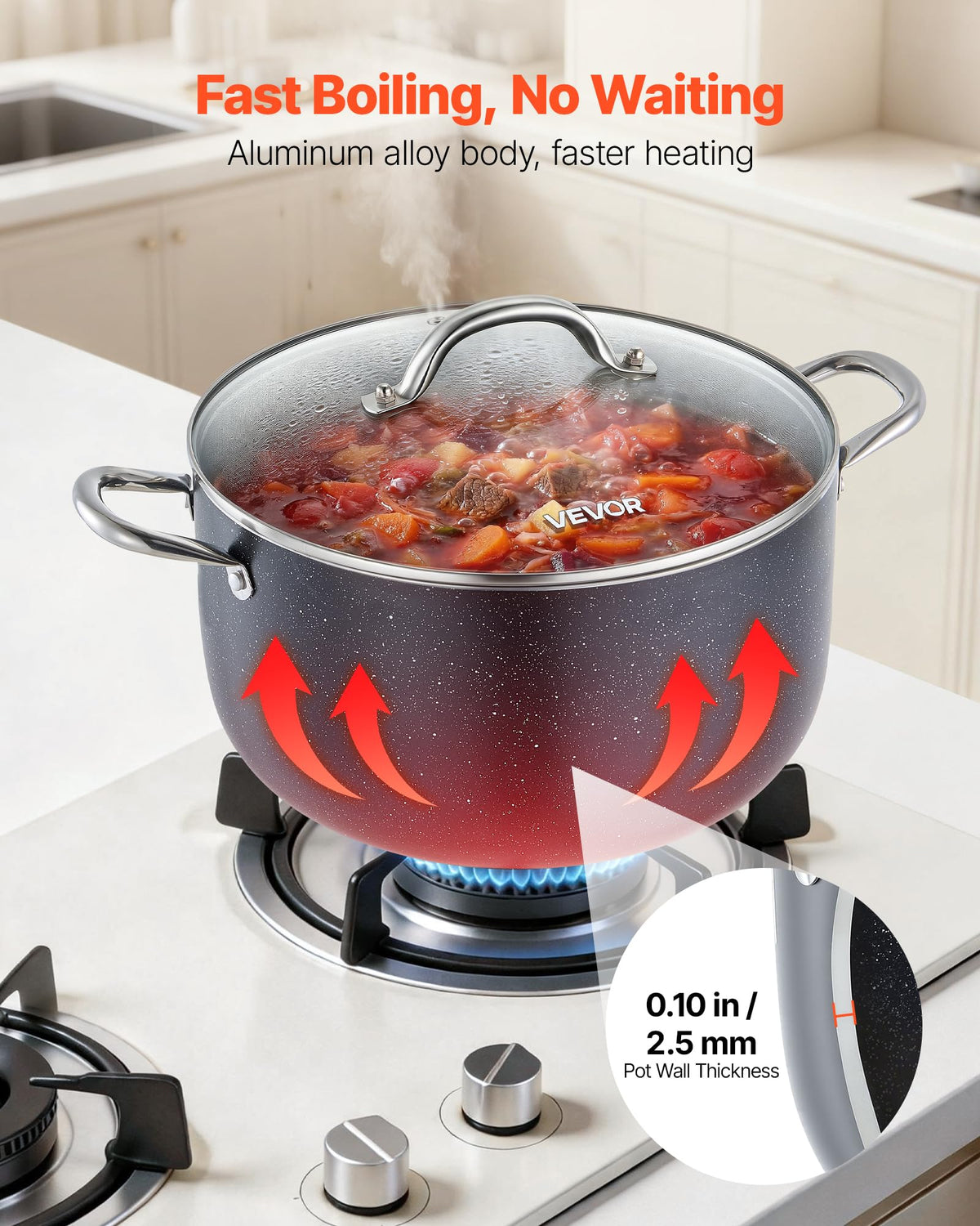 12-Quart Nonstick Ceramic Aluminum Stock Pot with Glass Lid F660088
