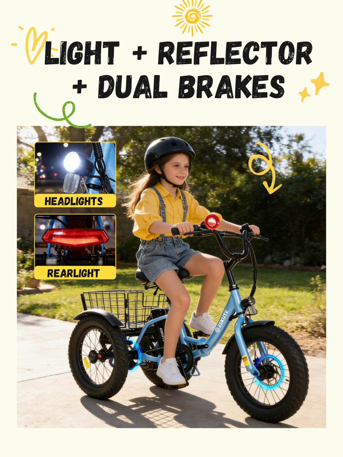 Blue Fat Tire Folding Electric Trike I221