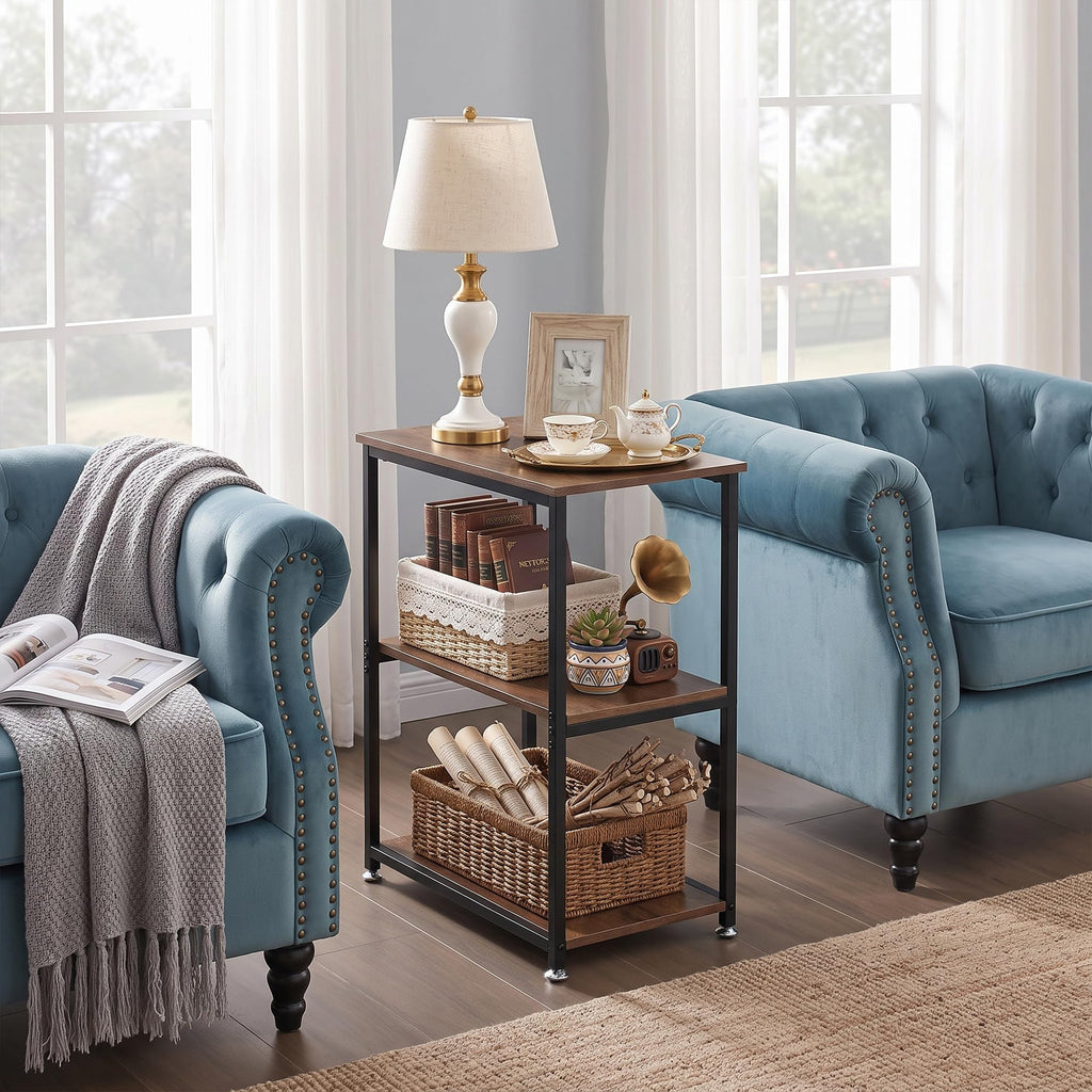 Tall End Side Table with 3-Tier Storage Shelf X5698