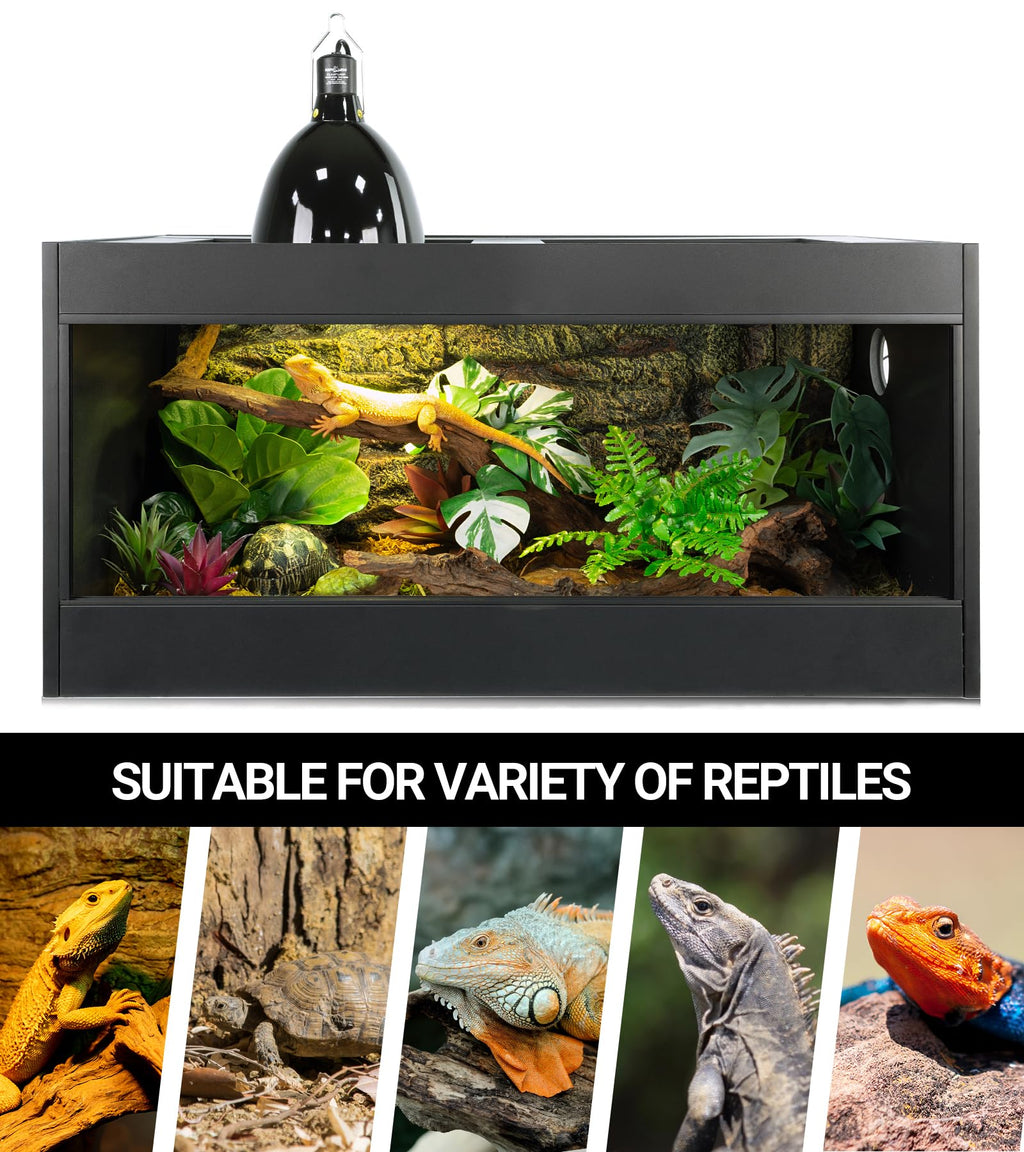 160W Reptile Heat Lamp UVA UVB Bulbs with 8.5 Inch Light Fixture X77561