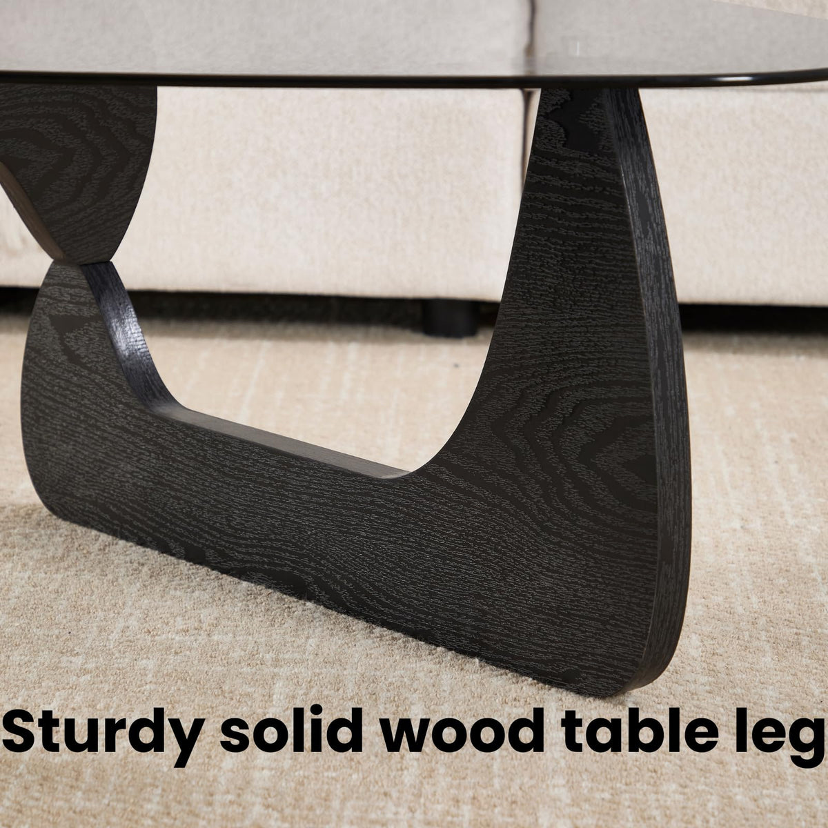 Modern Triangle Glass Coffee Table with Wood Base L312718