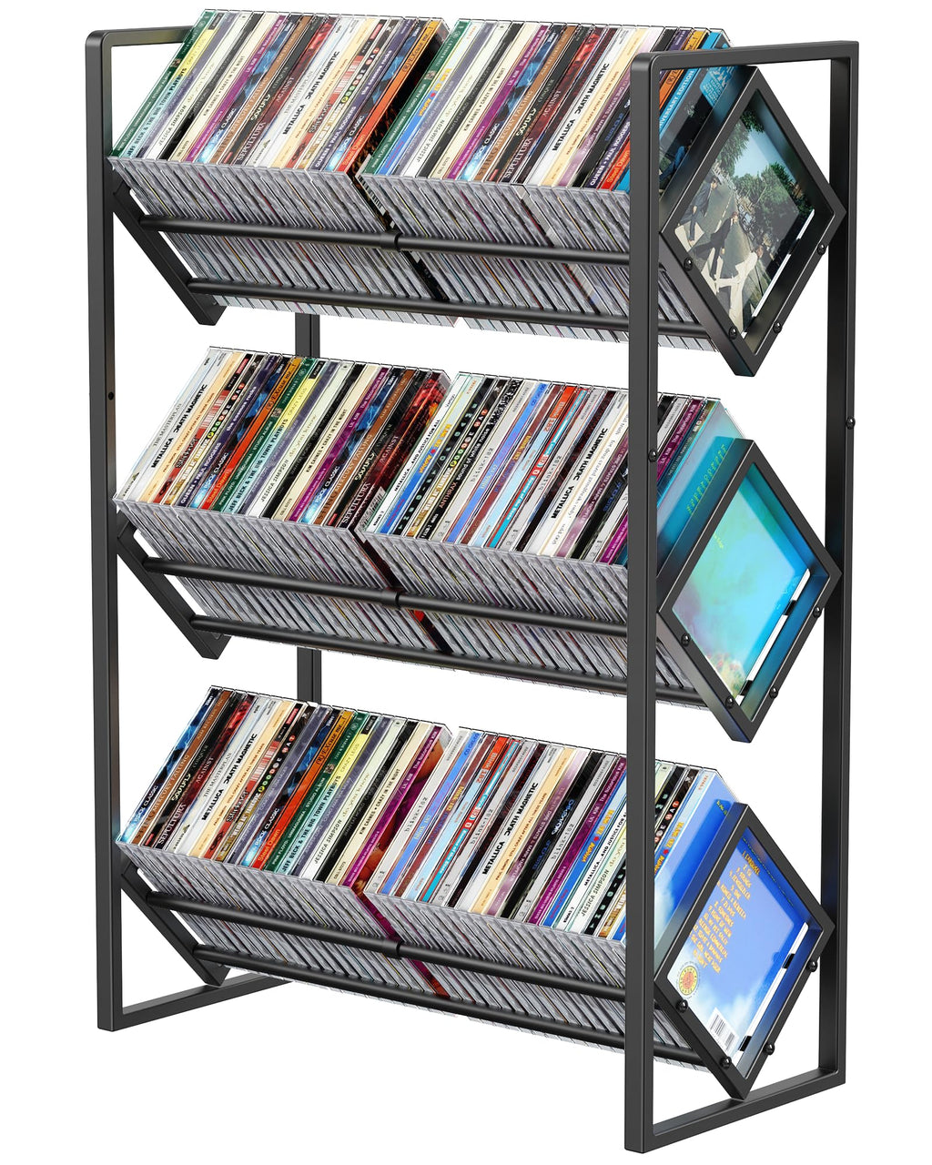 3-Tier CD Storage Metal Display Shelf with Adjustable Divider A3714