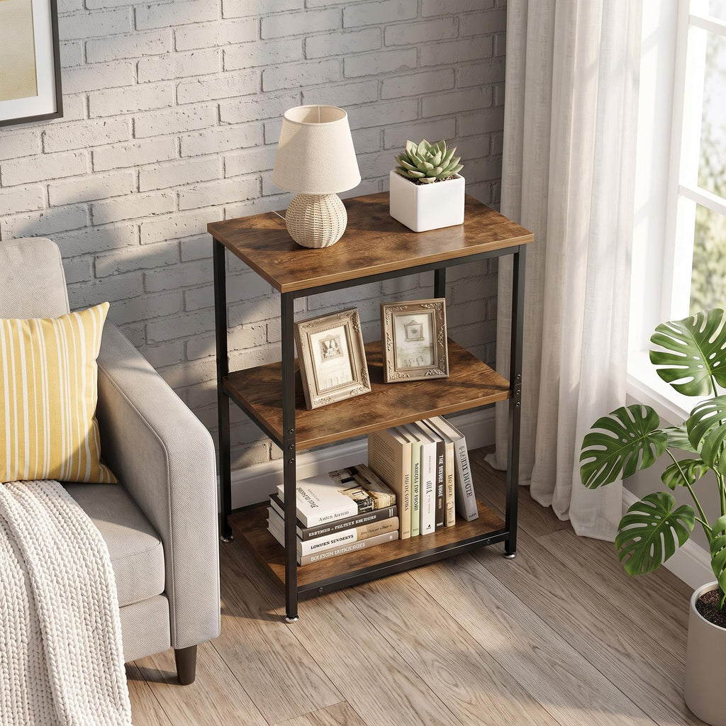 Tall End Side Table with 3-Tier Storage Shelf X5698