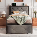 Twin Metal Platform Bed Frame with Storage Drawers and Headboard F579