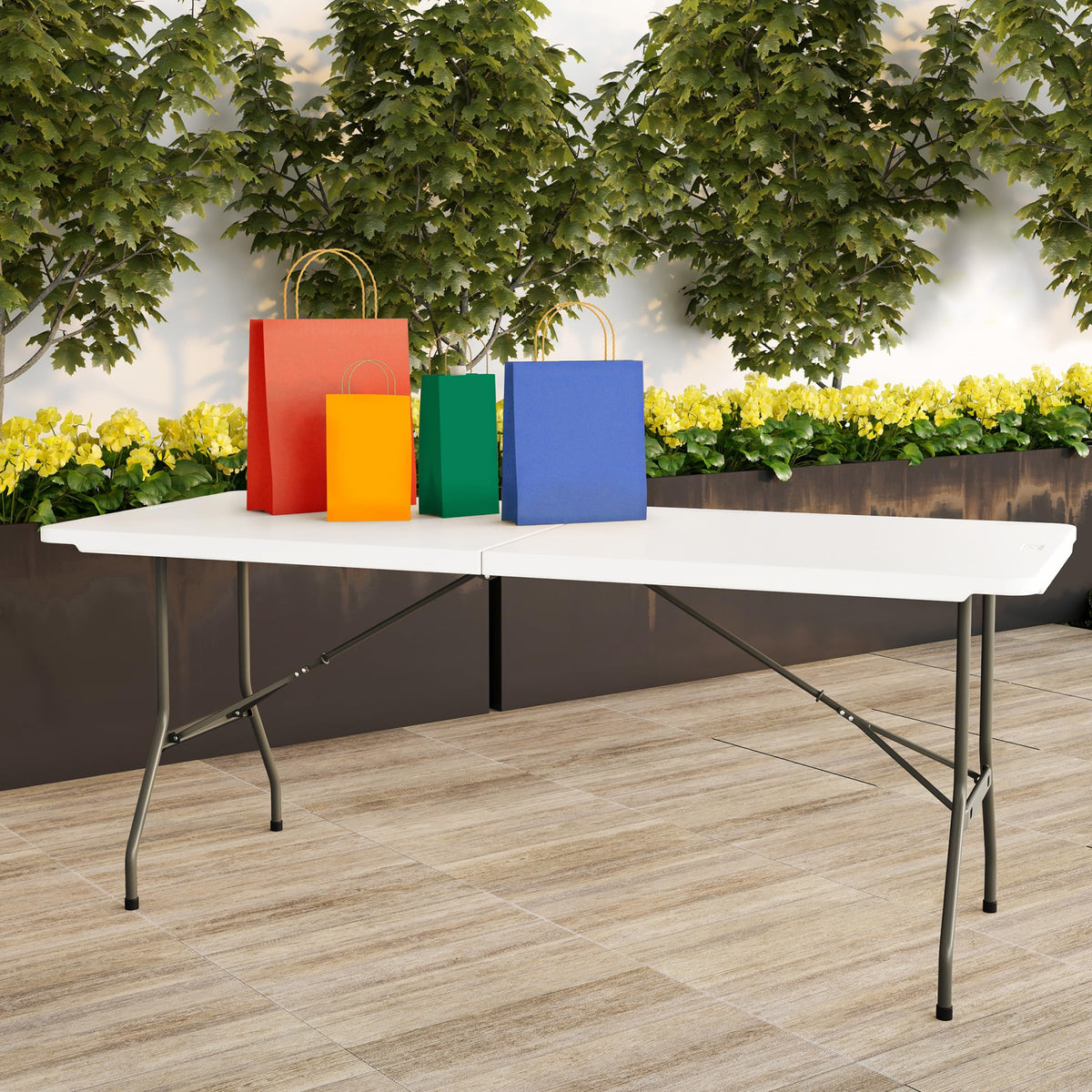 White 6ft Portable Folding Table M49079