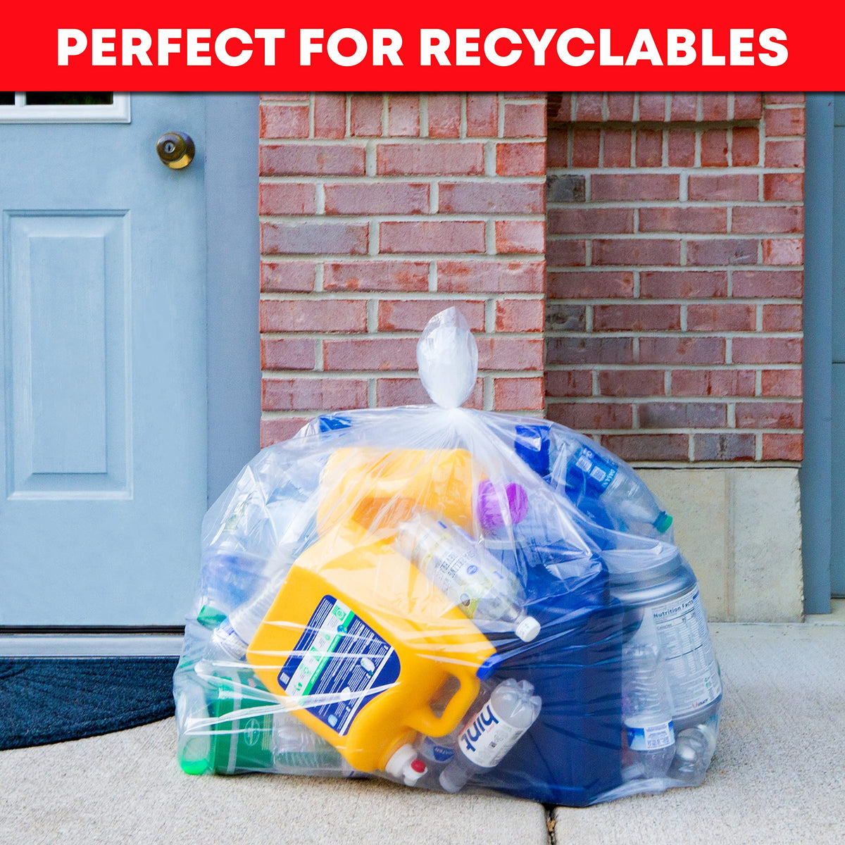 64-65 Gallon Clear Trash Bags, 120 Count Heavy Duty Garbage Bags Y259