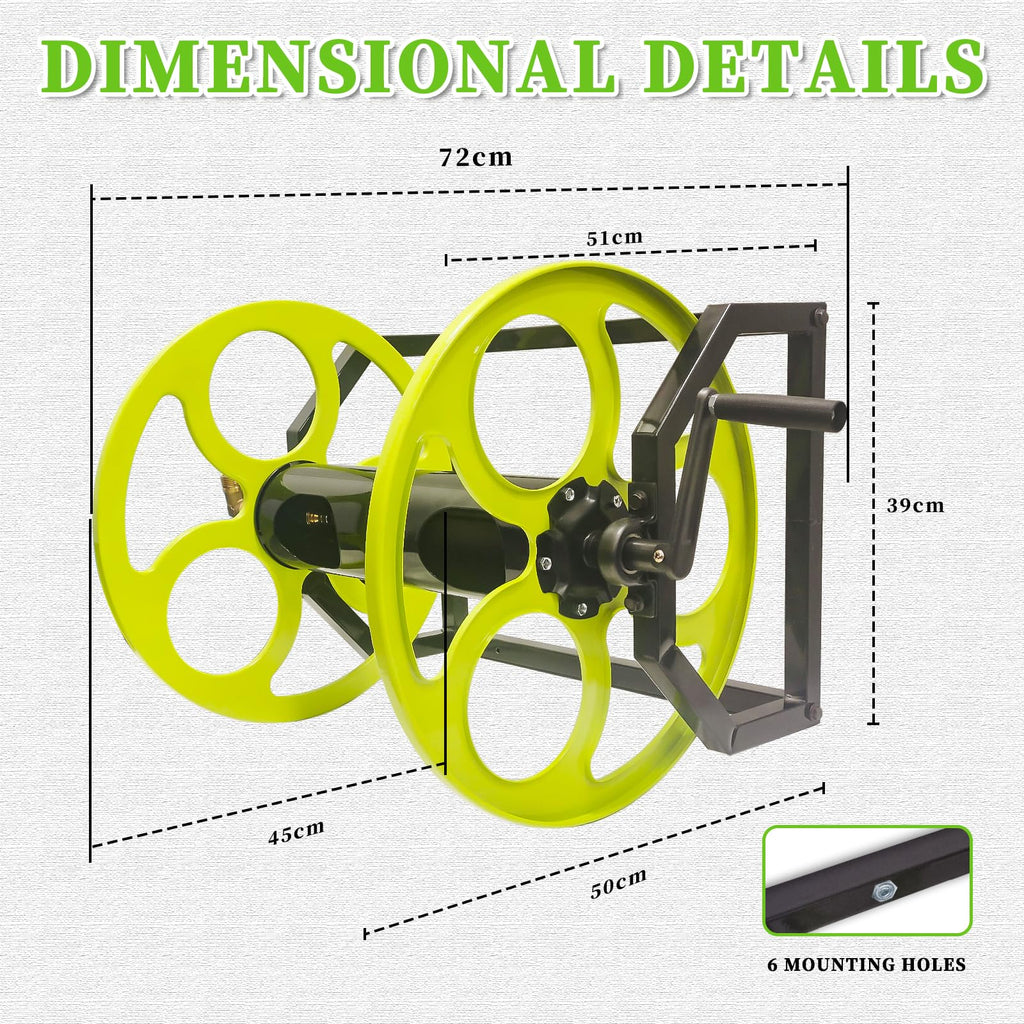 Wall/Floor Mount Garden Hose Reel with Crank W97981