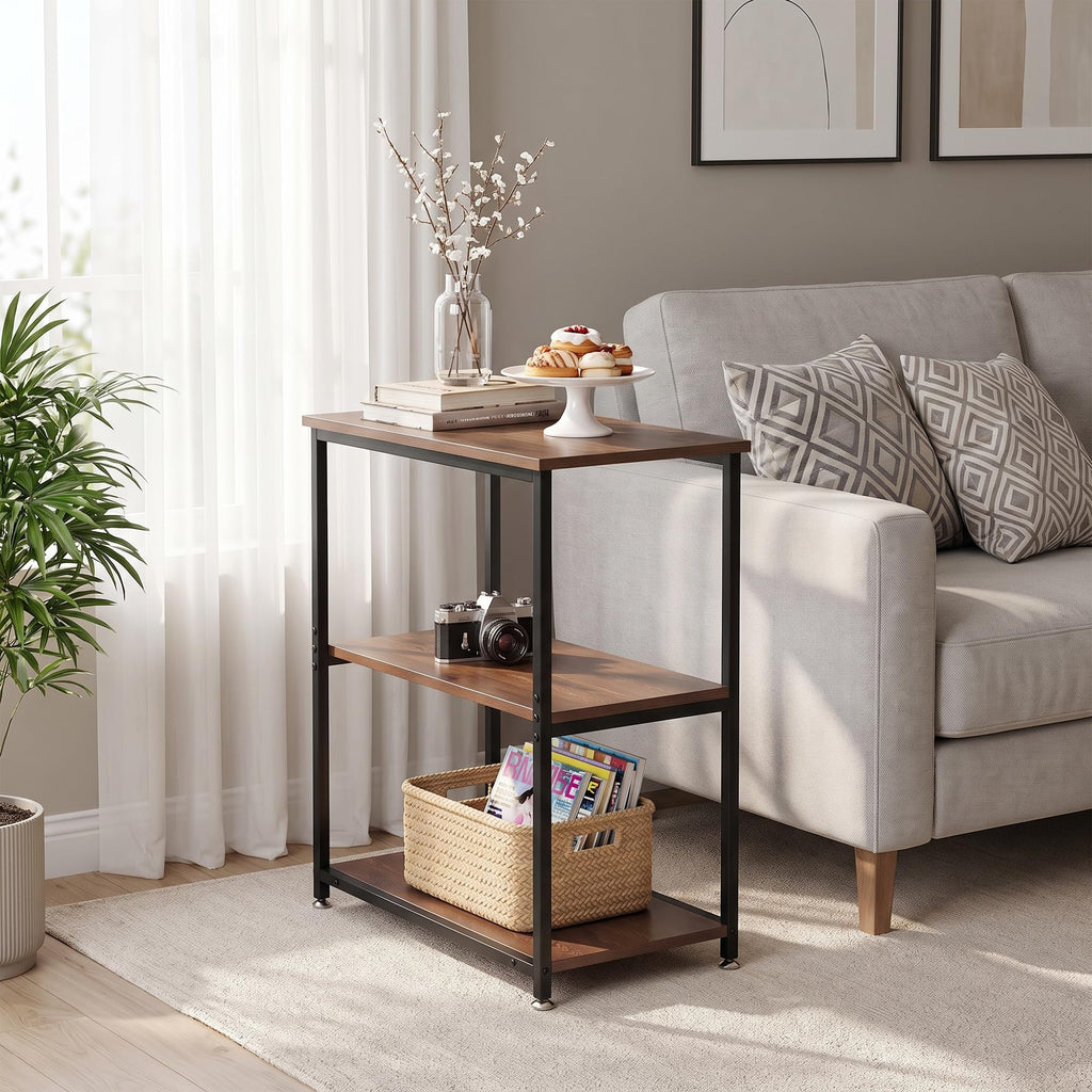 Tall End Side Table with 3-Tier Storage Shelf X5698