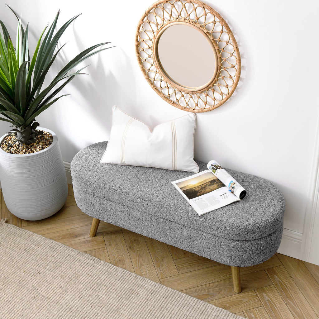 Oval Storage Bench with Rubber Wood Legs I6553