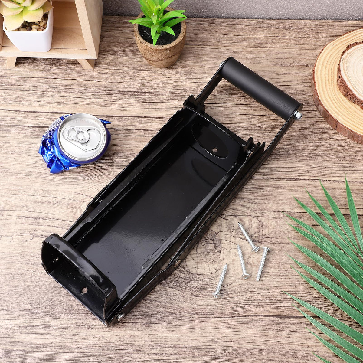 Wall Mounted Stainless Steel Can Crusher with Bottle Opener Q34075